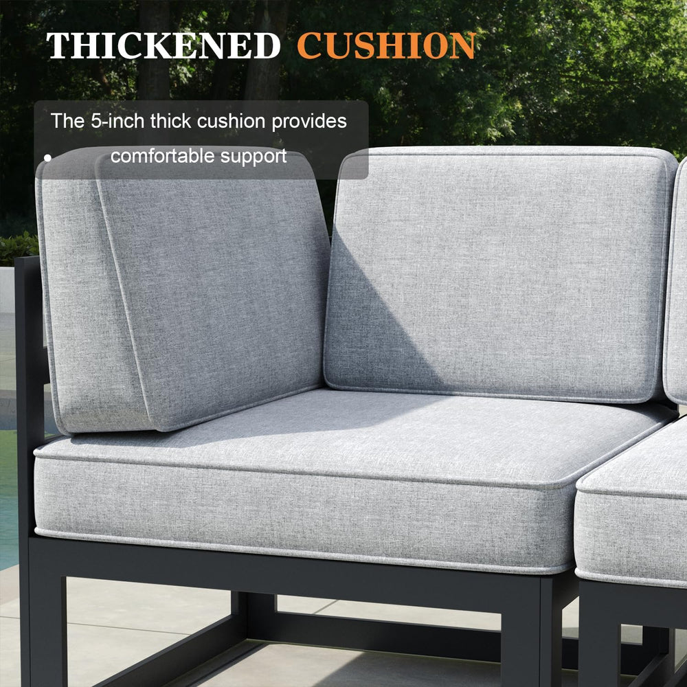 6 Pieces Aluminum Patio Furniture Set with Coffee Table, Metal Outdoor Conver...