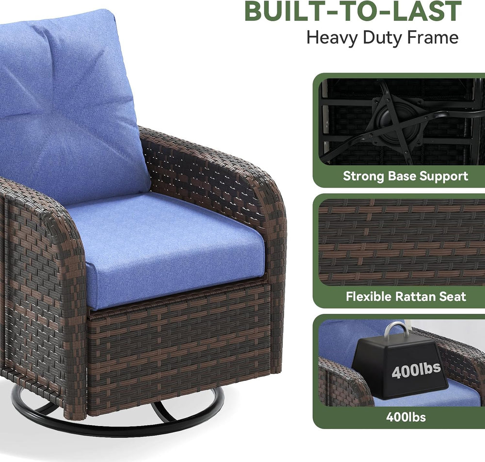 Aoxun 10-Piece Wicker Rattan Patio Furniture Set with 44" Fire Pit Table