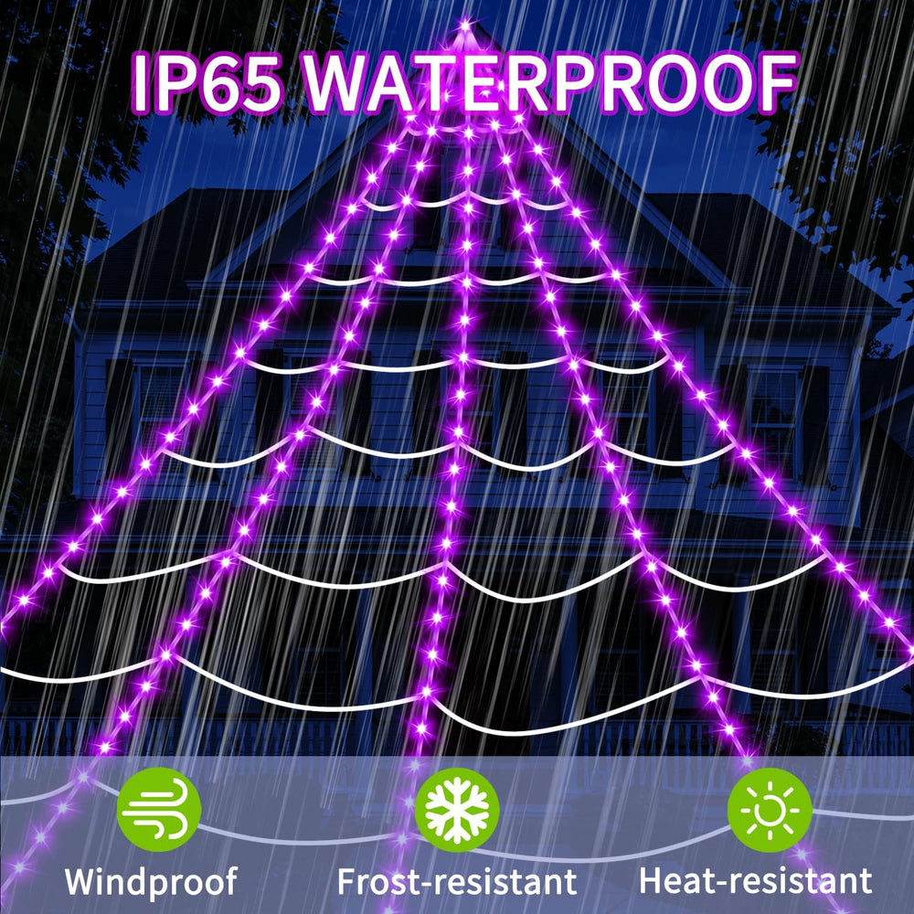 Halloween Decorations Outdoor Spider Web Lights, 23Ft 350 LED Light up Spider...