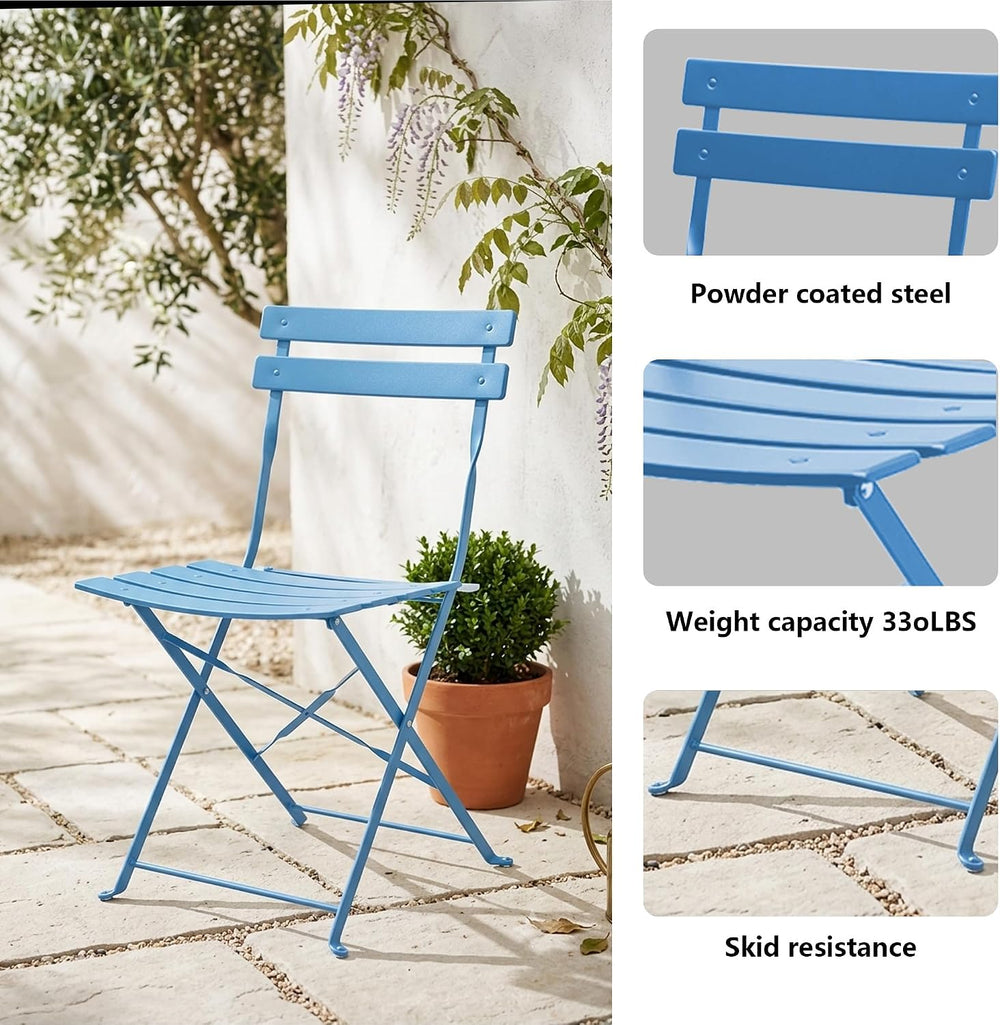 Bistro Table & Chairs Set of 2, Folding Outdoor Patio Furniture