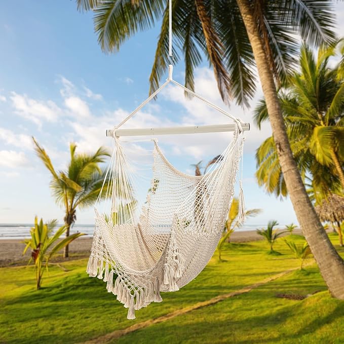 Hammock Chair,Max 330lbs, Large Hanging Chair, Soft Cotton Rope Swing Chair w...