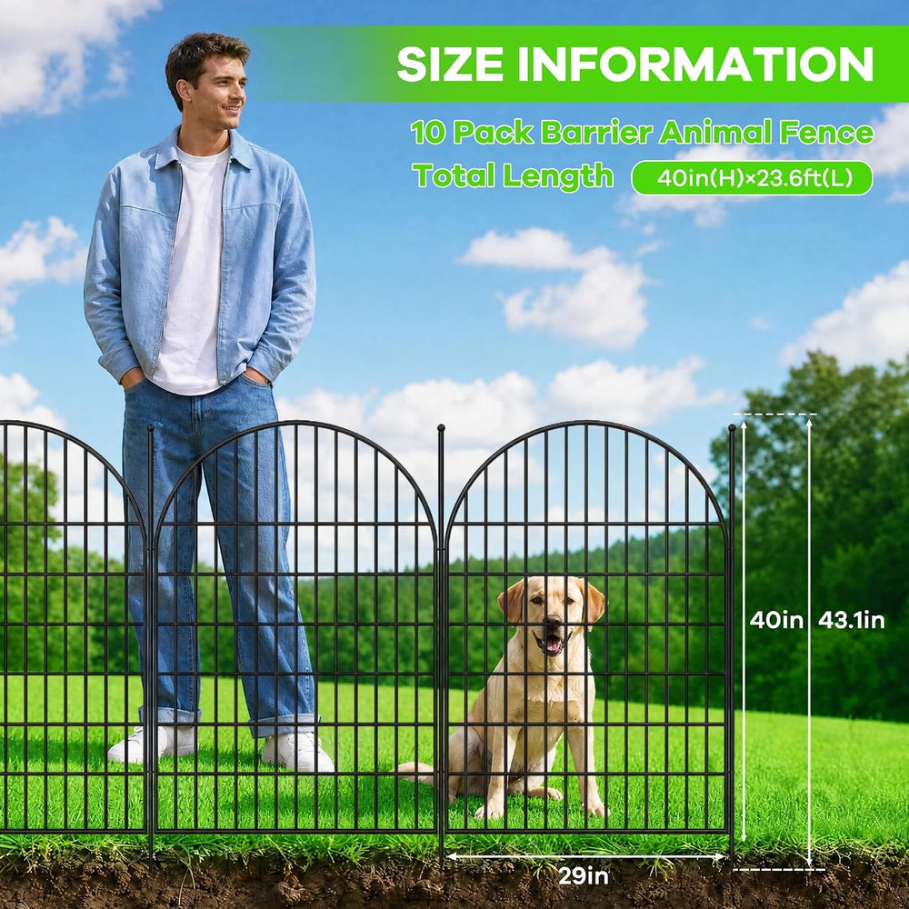 Garvee Garden Fence, 40in(H) x 23.6ft 10 Pack Garden Fencing Animal Barrier