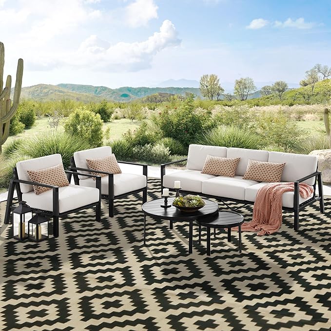 SAND MINE Reversible Mats, Plastic Straw Rug, Modern Area Rug, Large Floor Ma...