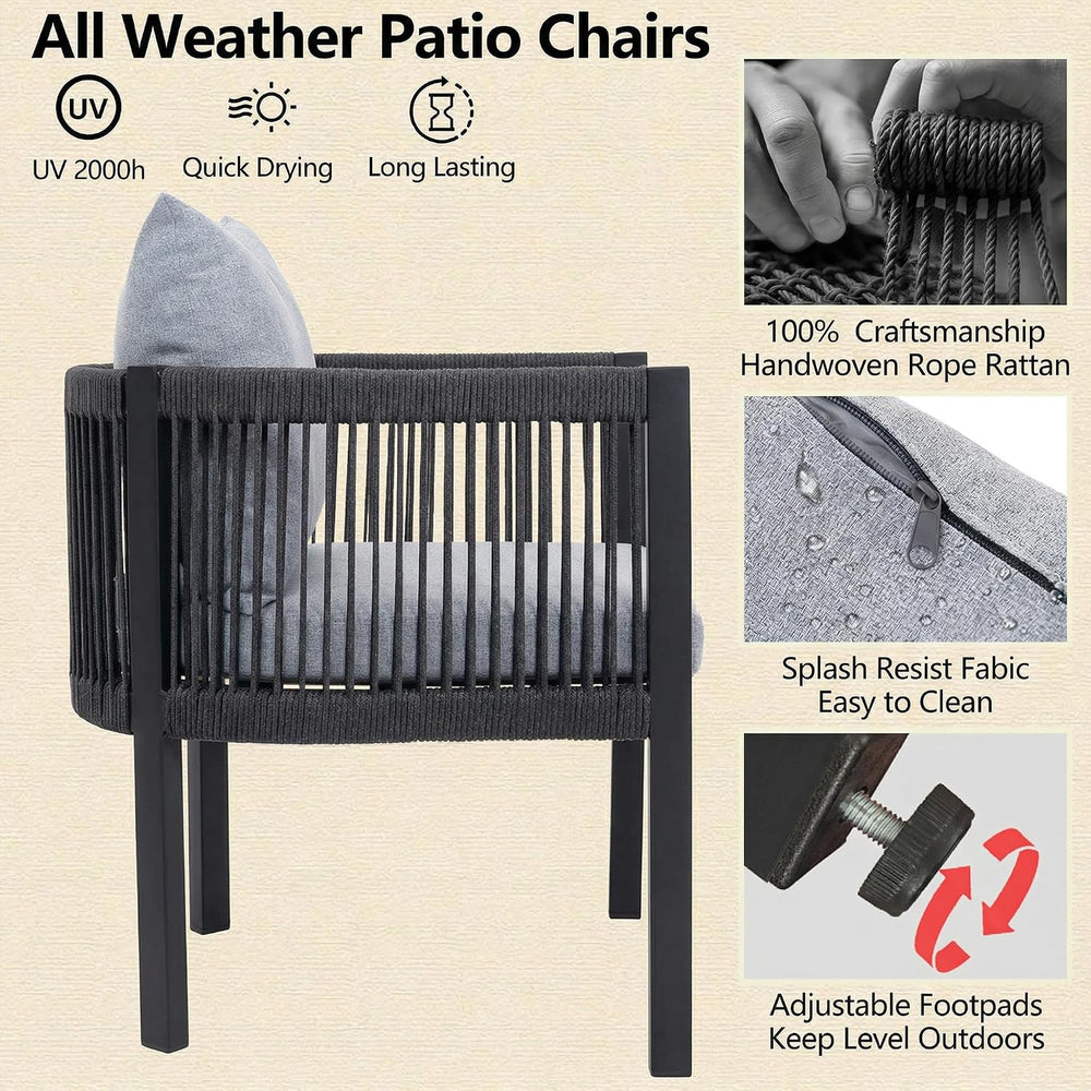 Outdoor Dining Chairs Set of 6, Rope Rattan Outdoor Chairs, All Weather Patio...