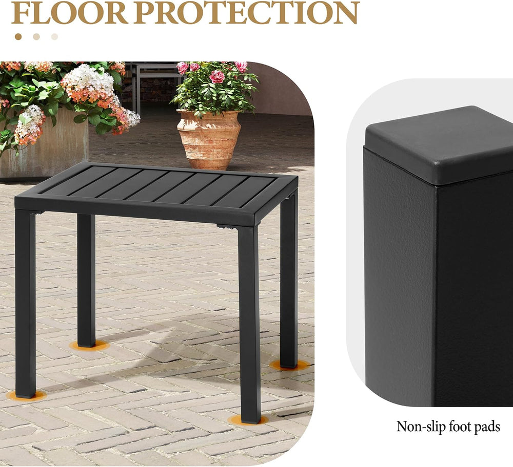 Crestlive Products Outdoor Side Table Set of 2, Aluminum Rectangular Side/End...