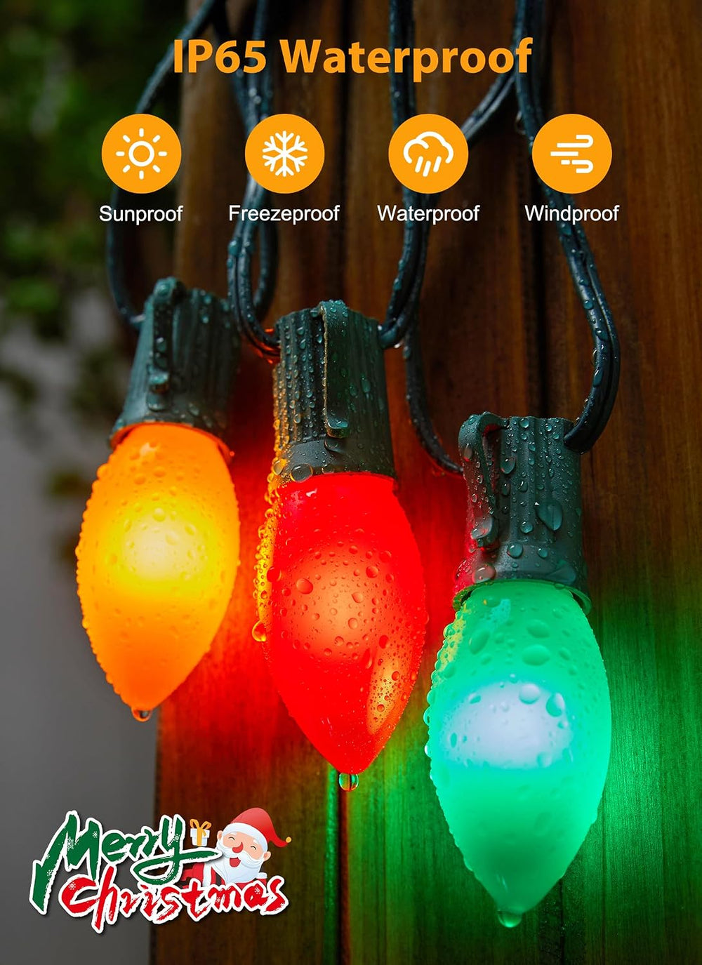 Vintage Christmas Lights Outdoor, 100Ft C9 String Lights with 100 LED Bulbs |...