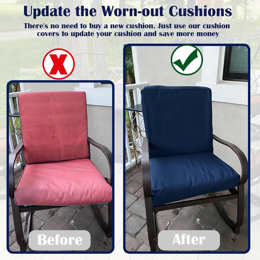 Patio Cushion Covers Replacement, Blue, 28x28x6 & 28x17x6, 4Pcs