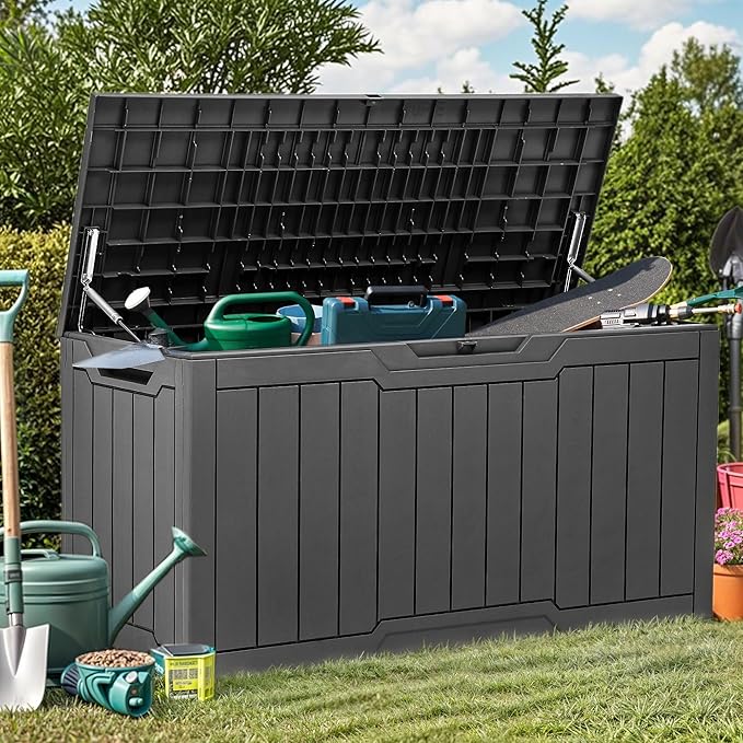 YITAHOME 80 Gallon Outdoor Storage Box, Large Waterproof Resin Deck Box, Indo...