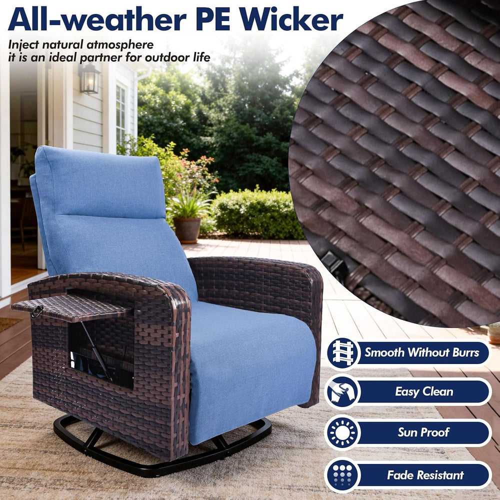 ZZW Outdoor Recliner Chair, Wicker Patio Recliners with Adjustable Backrest a...