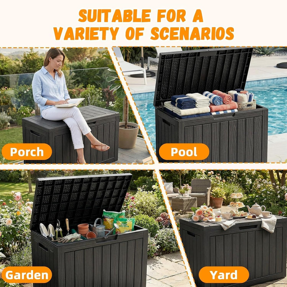 65 Gal Outdoor Storage Box Waterproof Lockable Deck Box