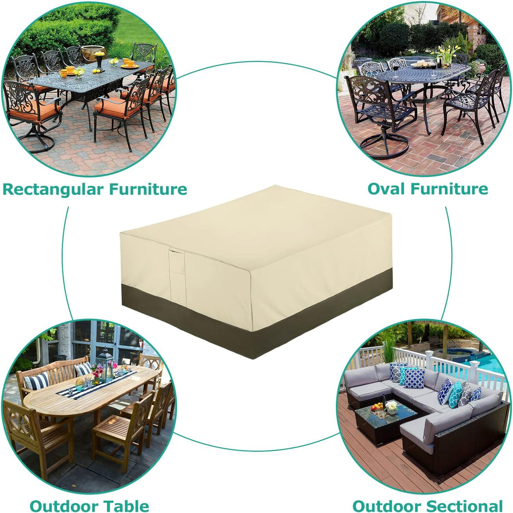 Patio Furniture Covers, 600D Waterproof Rectangular/Oval Dining Table and Cha...