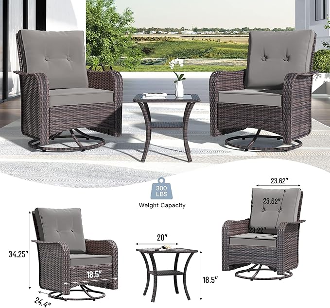 Kullavik 9 Pieces Outdoor Patio Furniture Set,PE Wicker Rattan Sectional Sofa...