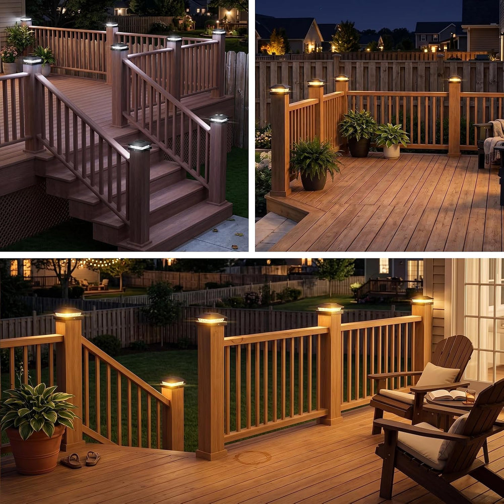 JOFIOS 4x4 Solar Post Cap Light 24Pack, 2 Modes Waterproof for Deck Fence