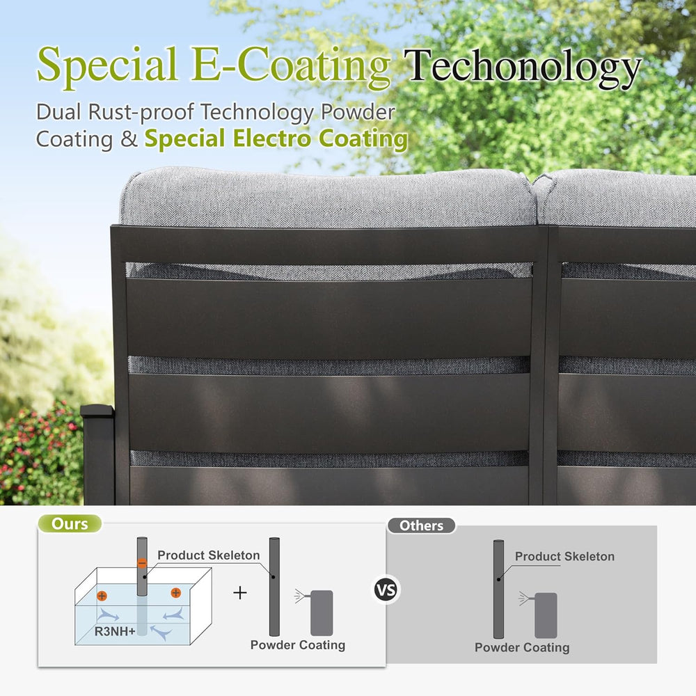 Sophia & William 8 Piece Metal Patio Furniture Set with Fire Pit Table,Gray