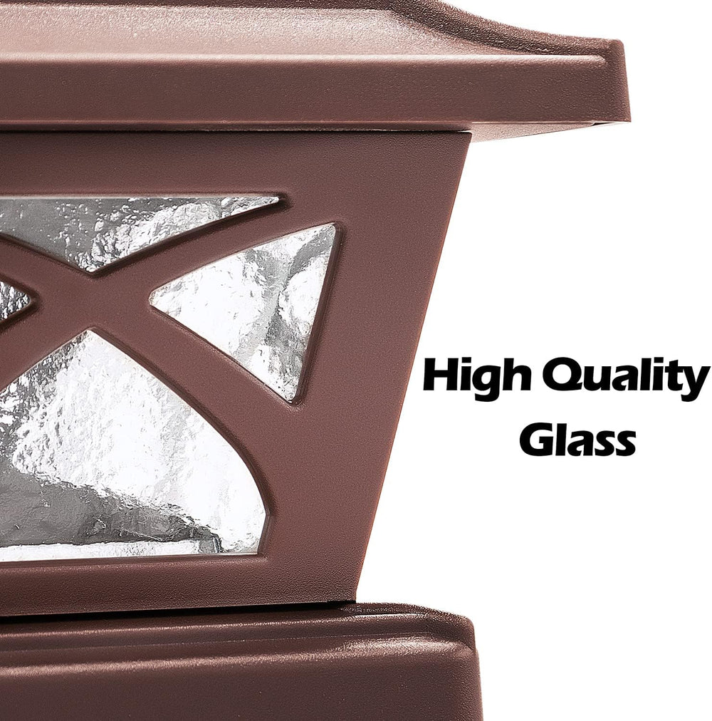 SIEDiNLAR Solar Post Cap Lights Outdoor Glass 2 Color Modes Brown (10 Pack)