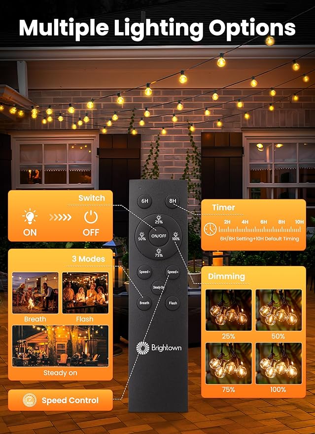 Brightown 158FT Solar String Lights Outdoor with Remote and 77 LED Shatterpro...