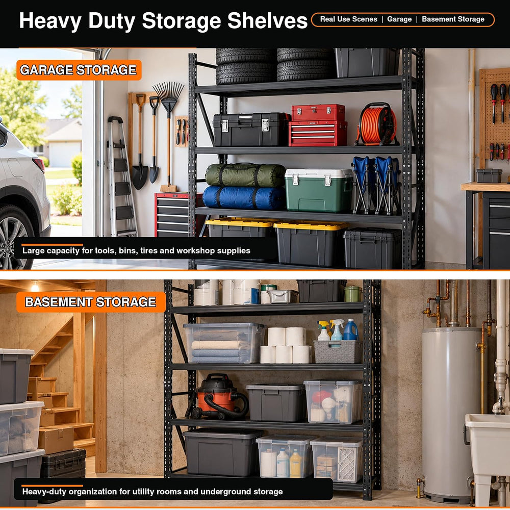 4-Tier Metal Shelving Unit, Heavy Duty Garage Storage