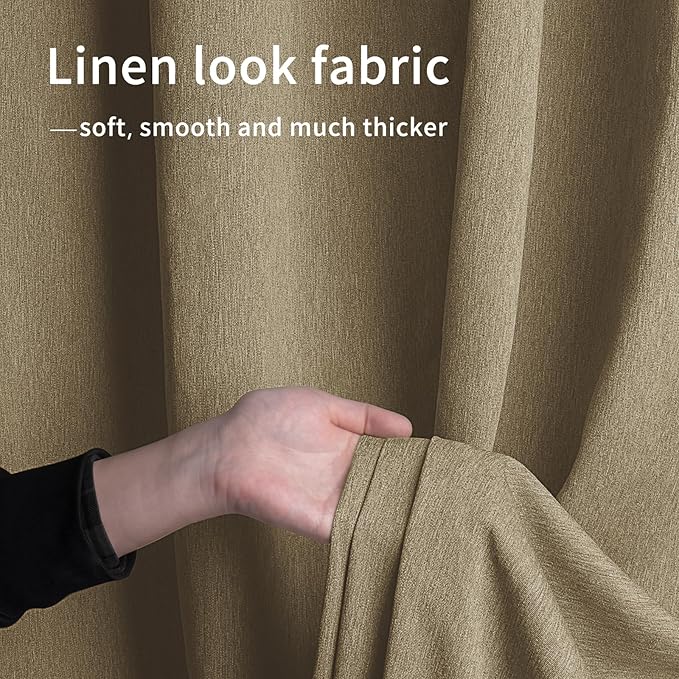 Easy-Going Linen Look Outdoor Curtains Waterproof Windproof Porch Curtains, S...
