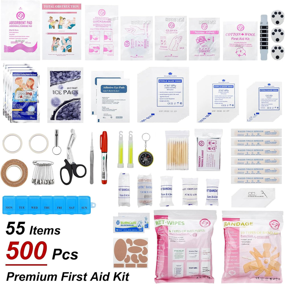 Gevoke Professional 500 Piece Emergency First Aid Kit for Home, Car