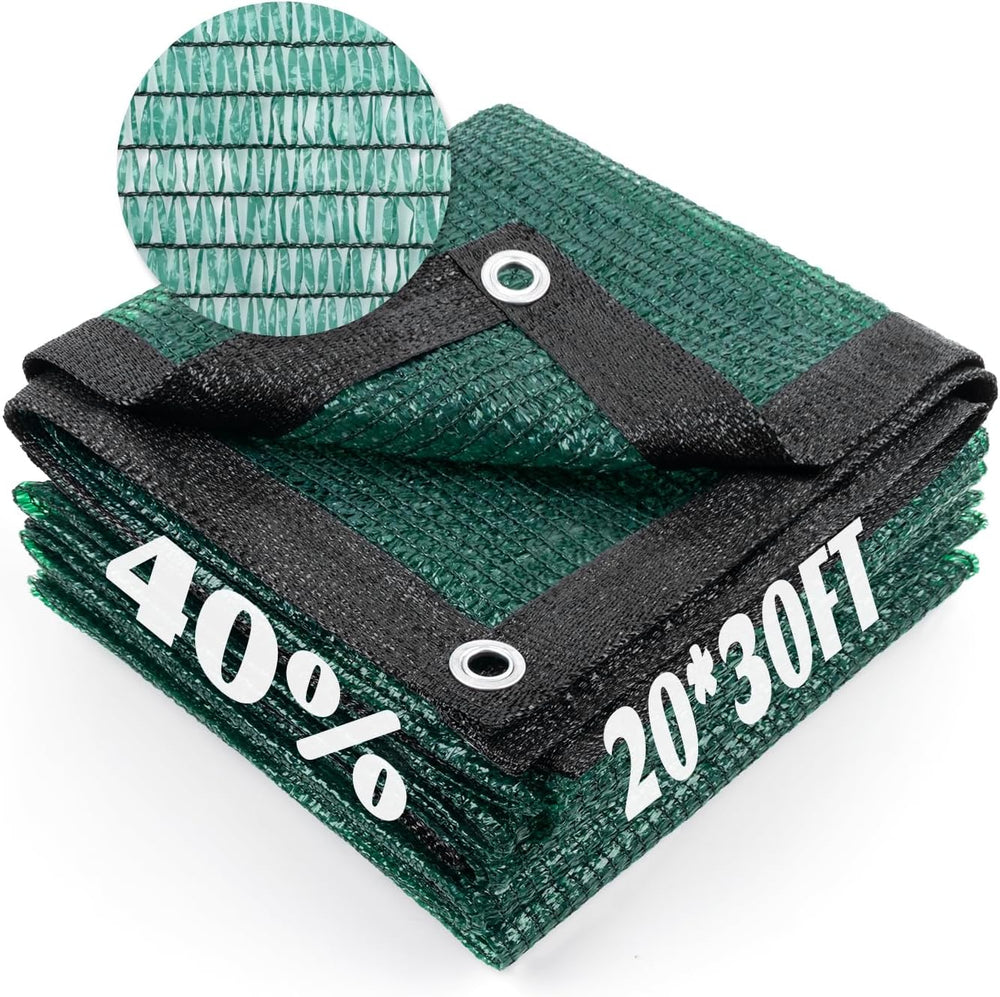 Cool Area Sun Shade Cloth with Grommets for Garden, 40% 20x30ft, Dark Green