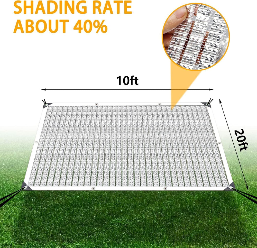 10x20' Aluminum Shade Cloth - for Car,90% Reflective Sun Shade Cloth for ...