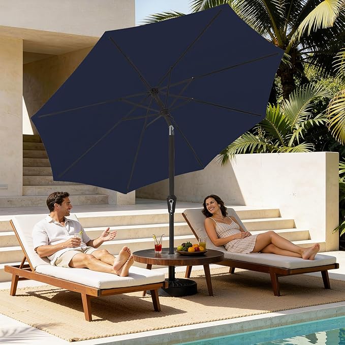 MEWAY 9ft Patio Umbrella Outdoor Table Umbrellas with Push Button Tilt and Cr...