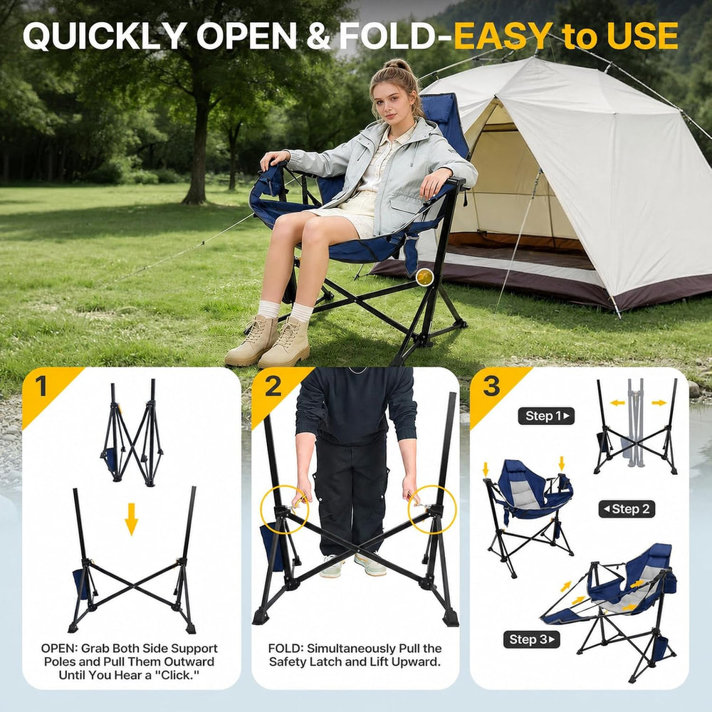 Hammock Camping Chair with Footrest,Folding Swinging Chairs 500lbs