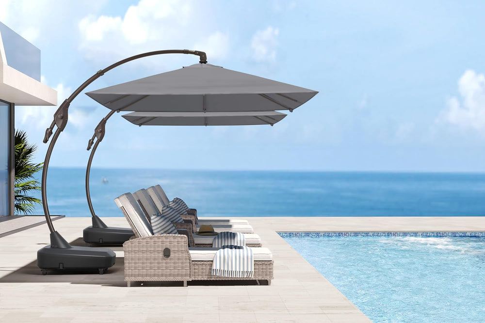 Grand patio 9x12 FT Large Cantilever Umbrella with Base & Cover, Gray