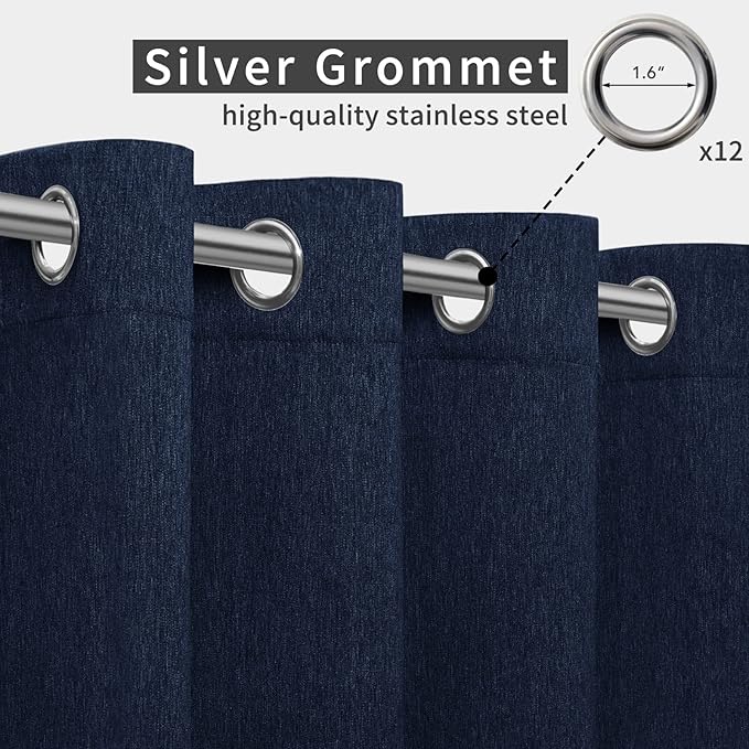 Easy-Going Linen Look Outdoor Curtains Waterproof Windproof Porch Curtains, S...