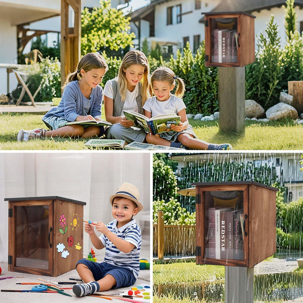 WONFUlity Library Box Outdoor,Free Library Box Little Outdoor Book Storage,Wo...