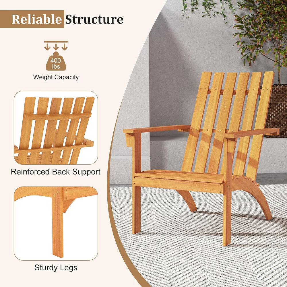 Tangkula Outdoor Adirondack Chair, Solid Acacia Wood Fire Pit Chair with Incl...