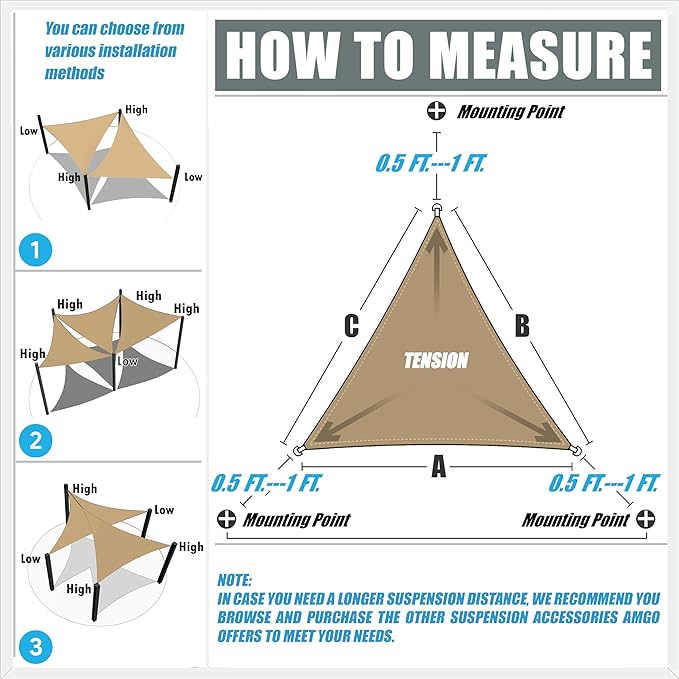 Amgo Custom Size 12' x 18' x 21.6' Gray Right Triangle Sun Shade ...