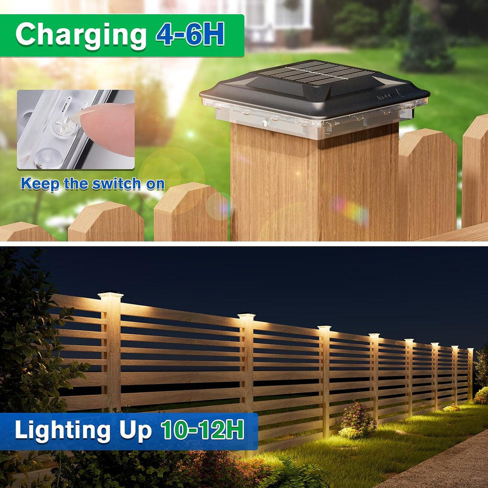 Upgraded Solar Post Cap Lights Outdoor 12pack, 3-in-1 Selectable Color (Warm ...