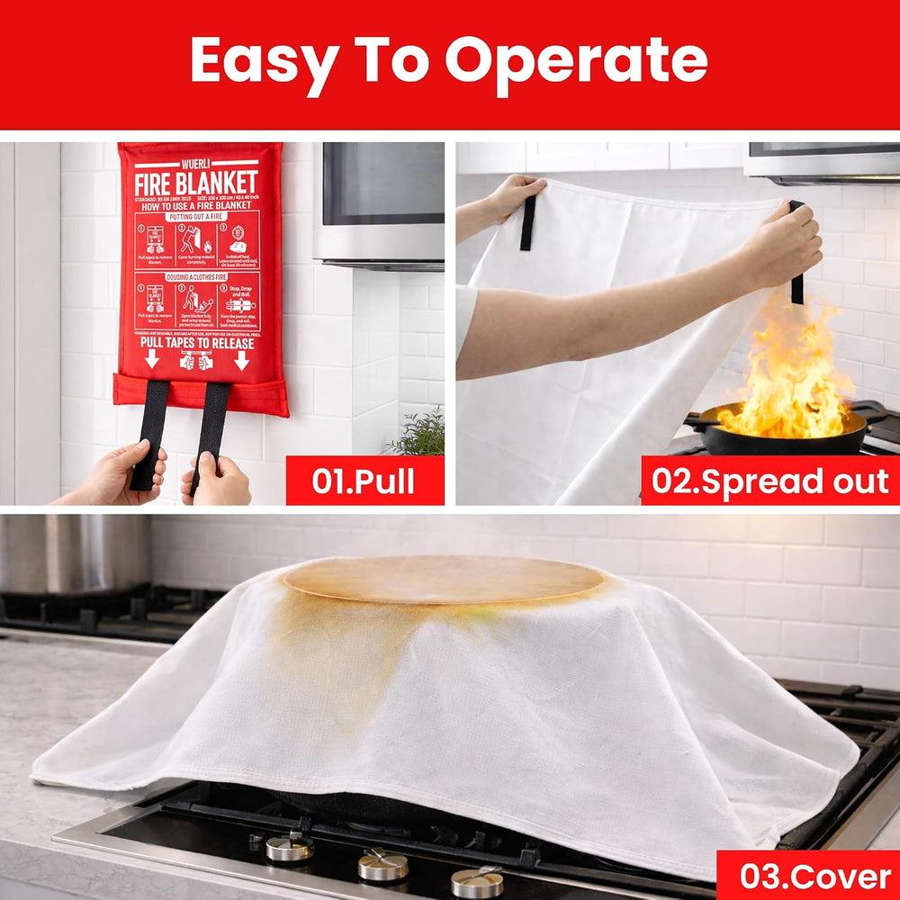 Fire Blanket for Home and Kitchen,40" x 40",4 Pack,Emergency Fire B...