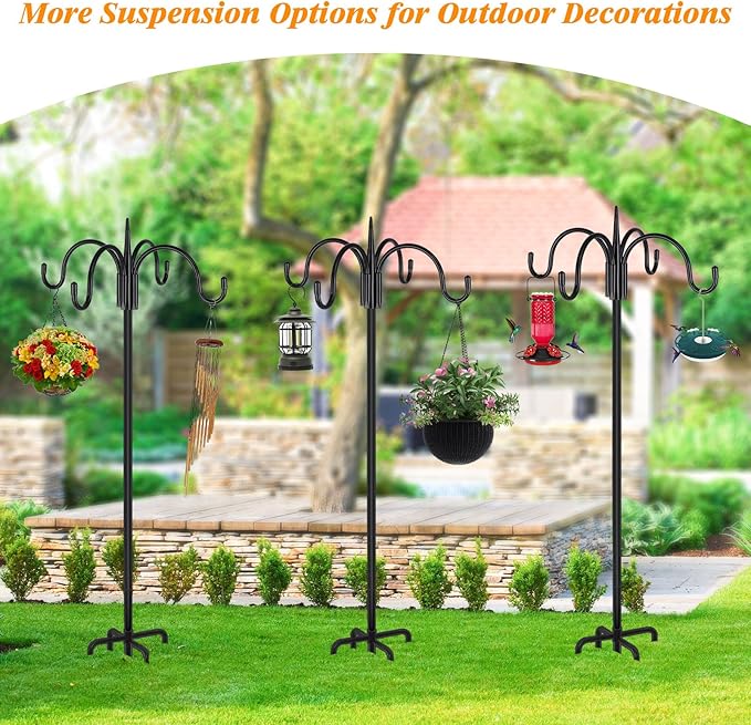 FEED GARDEN [Upgrade Version 92 Inch Four Shepherd Hooks for Outdoor,Bird Fee...