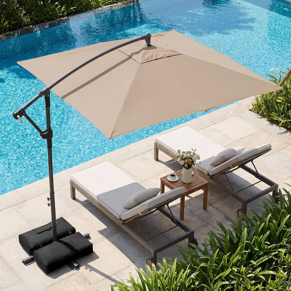Tangkula 8x8 FT Patio Umbrella with Base Included, Square Offset Cantilever O...