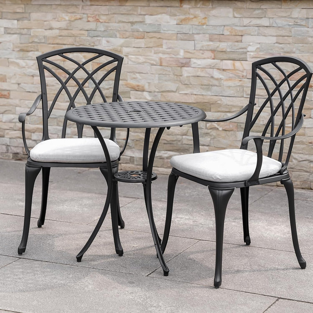 Patio Bistro Sets Cast Aluminum Bistro Table and Chairs Set of 2 with Umbrell...