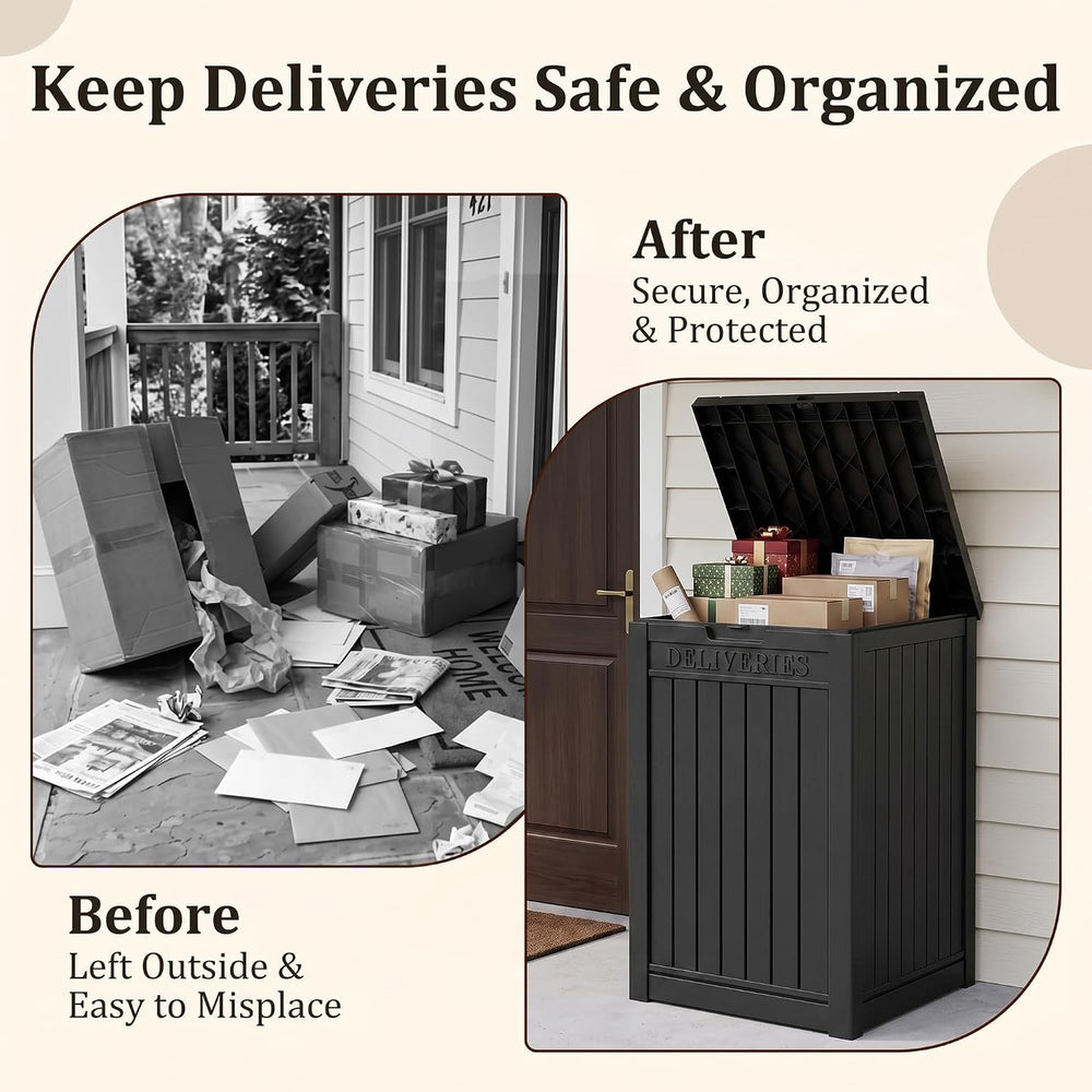 Package Delivery Boxes for Outside, Deck Storage Box Lockable Secure Design