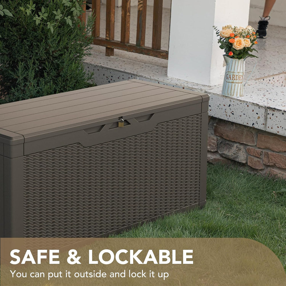 Devoko 100 Gallon Waterproof Deck Box, Resin Large Outdoor Storage Box