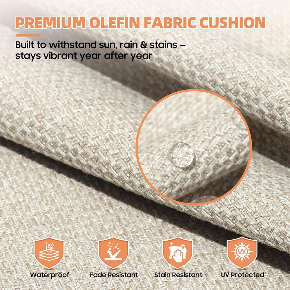 6 Inch Thick Outdoor Chair Cushions Set of 2, Waterproof, Beige