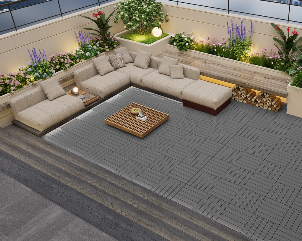 PrimeZone 36 PCS Plastic Interlocking Patio Deck Tiles Outdoor All Weather