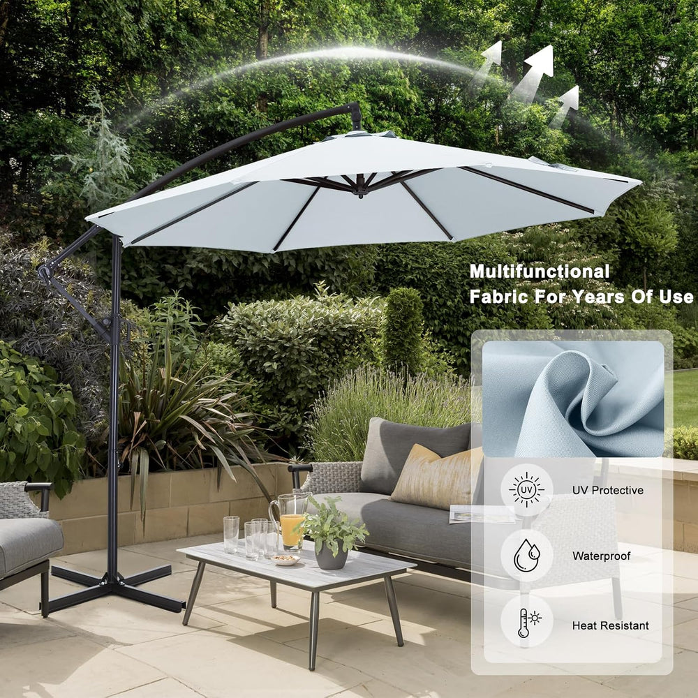 ABCCANOPY 10FT Cantilever Outdoor Patio Umbrella, Gray