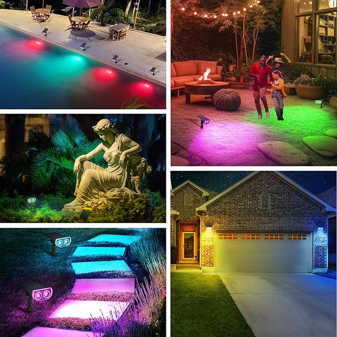 Linkind Solar Lights Outdoor StarRayS, Color Changing Solar Spot Lights, IP67...