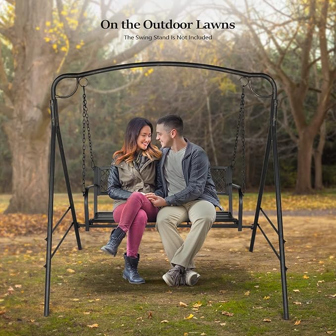 VINGLI Upgraded Metal Patio Porch Swing, 660 LBS Weight Capacity Steel Porch ...