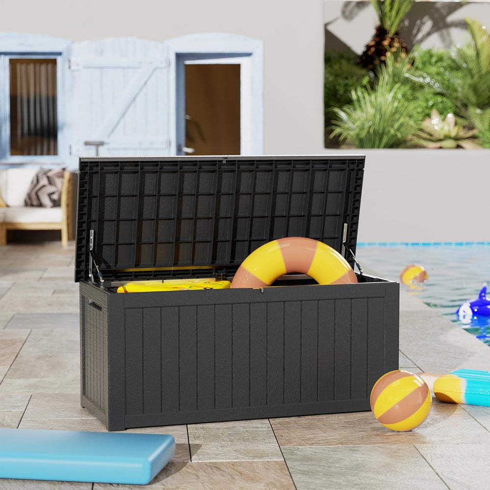 300 Gallon Outdoor Storage Box, Waterproof Resin Deck Container with Lockable...