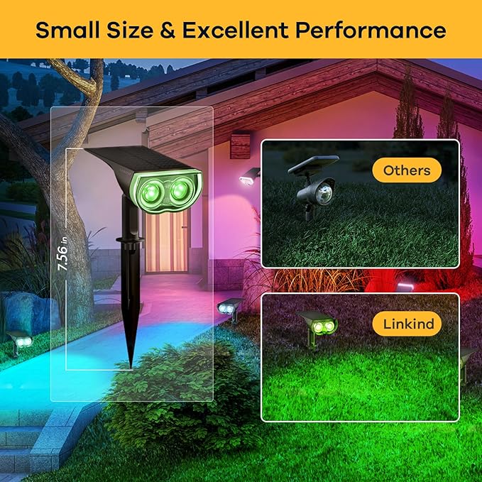 Linkind Solar Lights Outdoor StarRayS, Color Changing Solar Spot Lights, IP67...