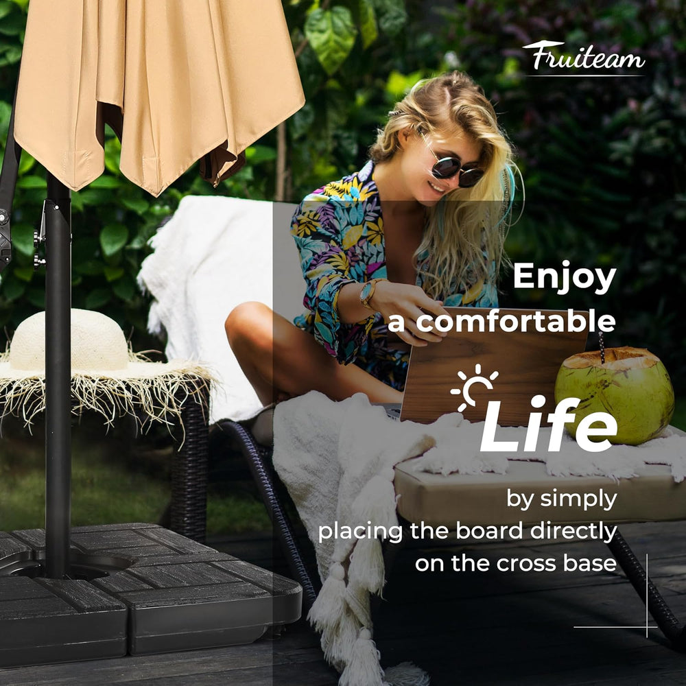 FRUITEAM 4Pcs Patio Umbrella Base Heavy Duty, 190lb Capacity Heavy Cantilever...