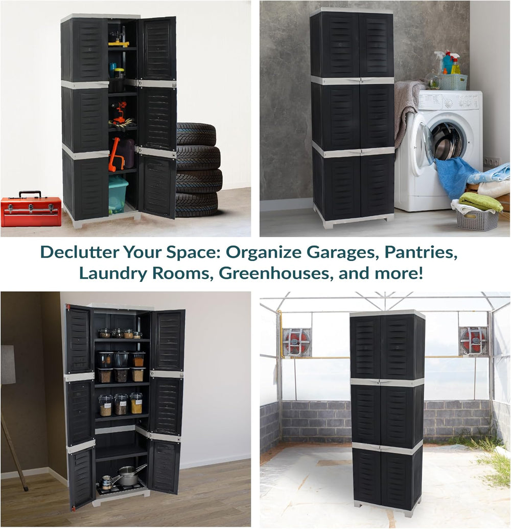 Sunnydaze 72" Garage Storage Cabinet with Locking Doors & Shelves, Gray
