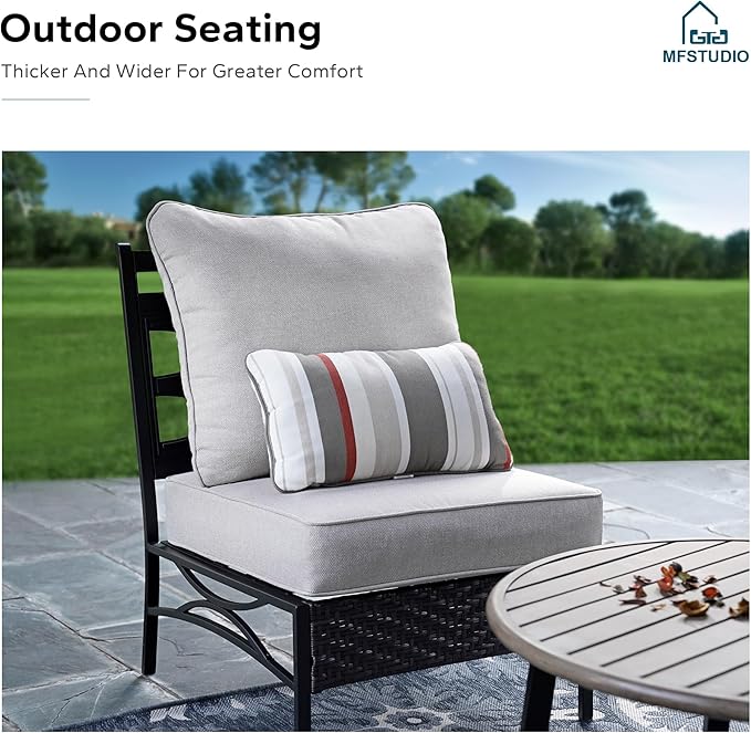 MFSTUDIO Patio Furniture Set, 2 Seat Outdoor Sectional Sofa Conversation Set,...