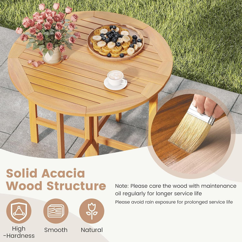 Tangkula 36 Inches Outdoor Folding Round Dining Table, No Assembly Required